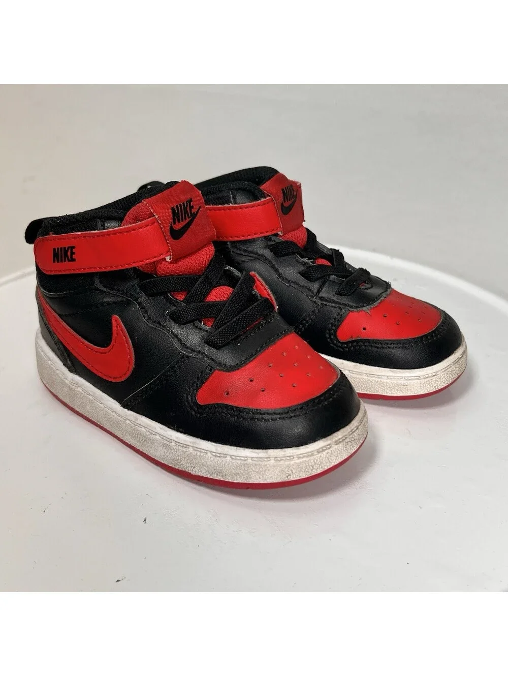 Nike Court Borough Mid 2 Toddlers Shoes CD7784-003 University Red Black Size 7C